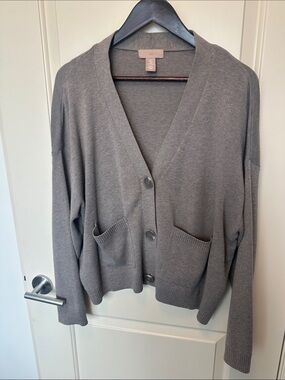 H&M Grey Taupe Relaxed Button Cardigan